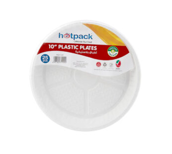 HOT PACK 10” 25 PLASTIC PLATES WHITE