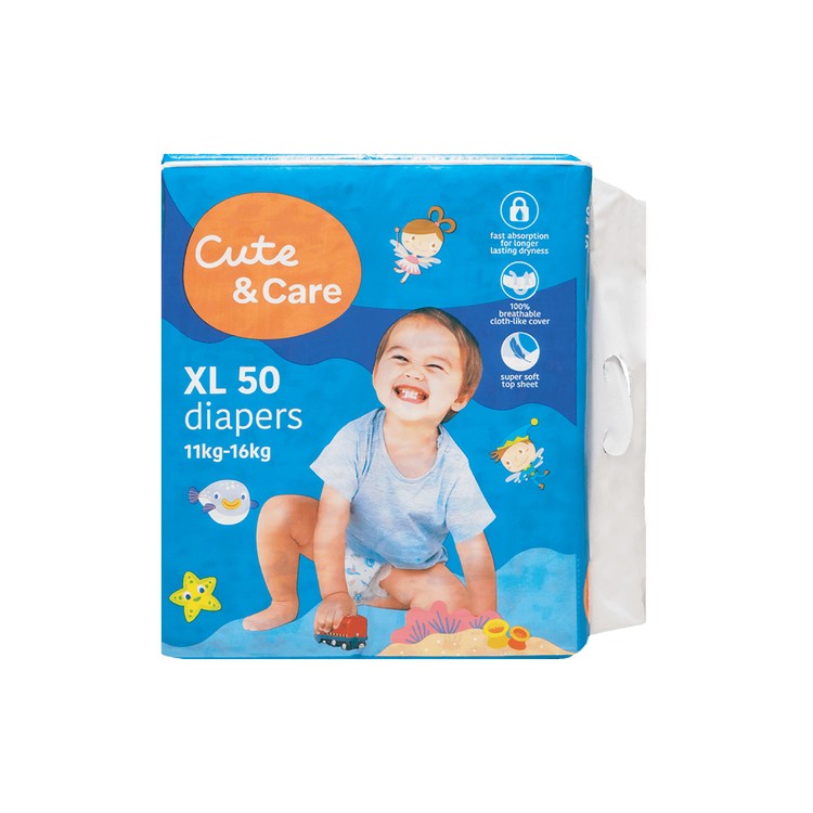 CUTE + CARE BABY TAPE DIAPERS XL50